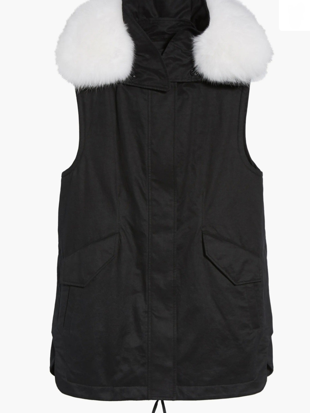 Derek Lam 10 Crosby Genuine Fox Fur Trim Cotton Blend Vest Parka Size XS